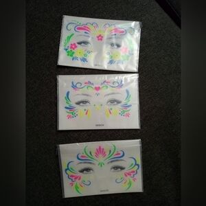 Colorful Temporary Face Tattoo Set Of 3